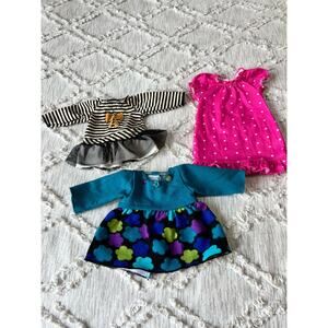 Dollie & Me 18" Doll Clothes 2 Dresses and Pair of Pajamas